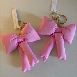 Josslyn Pink Puffy Bow Keychain/ Purse Charm x2